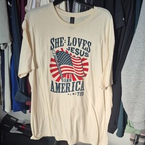 Womens Graphic Tee - She Loves Jesus and America